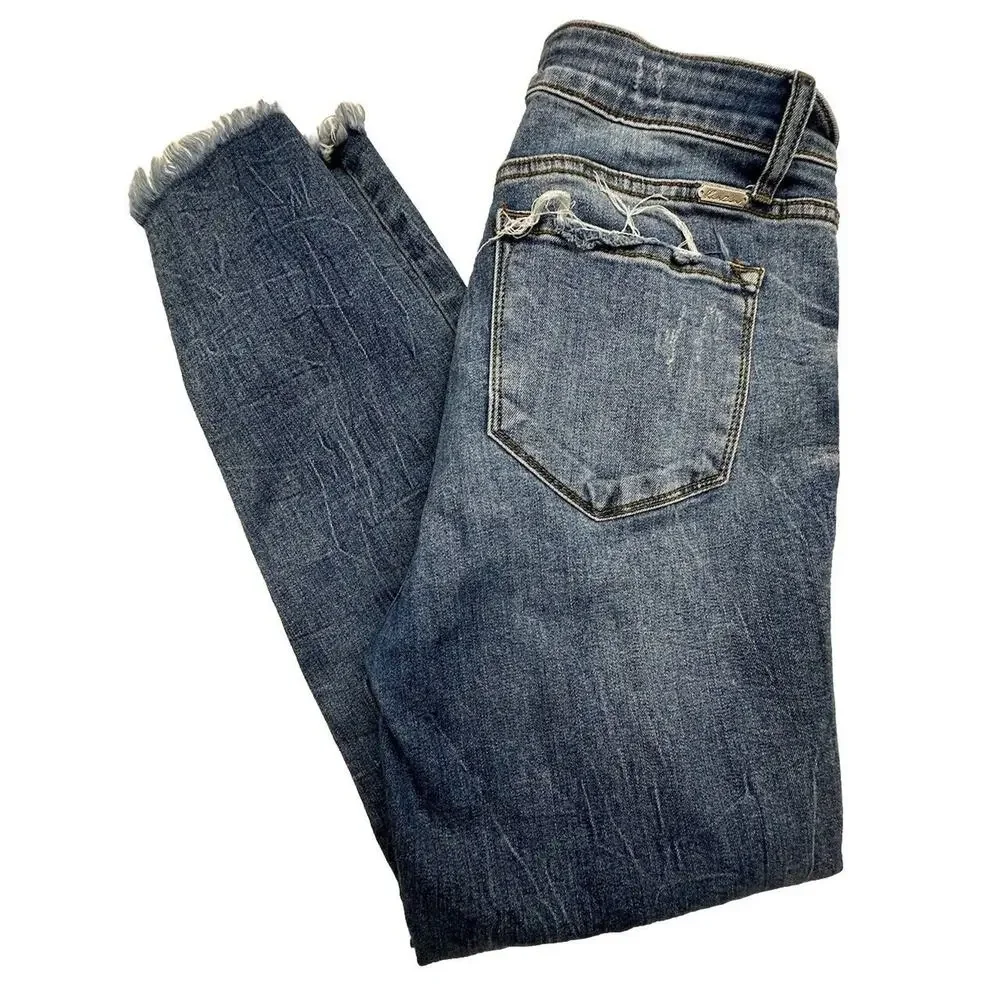 Kancan Womens Size 11 29 Estilo High Rise Distress Button Fly Jeans Medium Wash - Picture 9 of 9